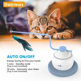 Repellents 360 Rotating Automatic Interactive Electric Cat Toys Plate Motion Undercover Mouse Fabric Moving Feather Pet Toys Cat Supplies