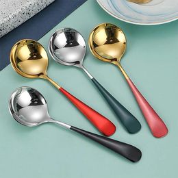 Spoons Color Handle Net Red Coffee Spoon Stainless Steel Wide Tiny Tea For Dessert Ice Cream Scoop Kitchen Tools