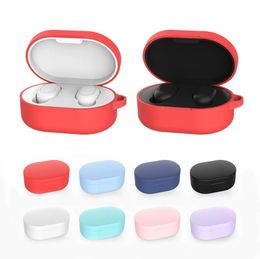 Silicone Case for Redmi AirDots Wireless Bluetooth Headset Protective Cover with Carabiner Hook Earphone Case 9150612