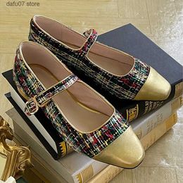 Dress Shoes Women Flats Elegant Ladies Weave Shoes Spring Autumn Vintage Low Heel 3cm Patchwork Flat Shoes French Style Mary JanesH2431