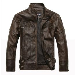 Winter Mens Warm Casual Leather Jacket Oversized Motorcycle Pu Plush Business Punk 240223
