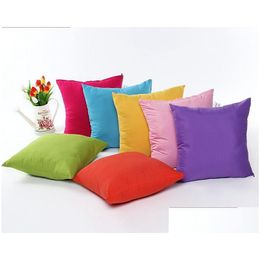 Pillow Case Brief Style 45X45Cm Solid Colour Home Decorative Polyester 10 Colours Drop Delivery Garden Textiles Bedding Supplies Dhx1P