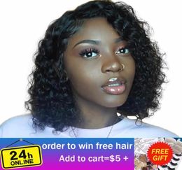 13x4 Water Wave Bob Wig 150 density Remy Human Hair Bob Lace Front Wigs Pre Plucked With Baby Hair VSHOW Human Wigs70776282892217