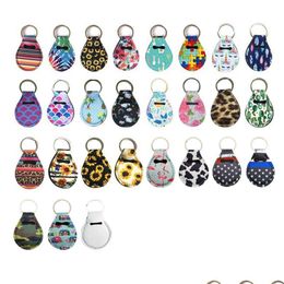 Party Favour Neoprene Quarter Holder Keychain Diving Material For 27 Designs Pattern Floral Print With Metal Ring Drop Delivery Home Dhaaj