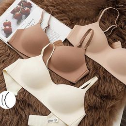 Bras Seamless Underwear Women's Lingerie Half Cup Small Chest Push-Up Smooth Thin Comfortable Non-Underwire Female Anti-Sagging Bra