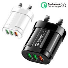 Quick Charge 3.0 USB Charger 28W 3 USB Ports Adapter QC 3.0 EU US UK Plug Wall Mobile Phone Fast Charging Home Wall Charger Travel Adapter for iPhone for Samsung