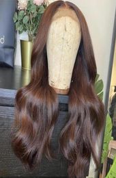 Lace Wigs 136 Transparent Frontal Wig Dark Brown Human Hair Peruvian Body Wave Colored 4X4 Closure For Black Women15497527592296