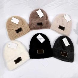 Wide Brim Hats Bucket Warm Winter Designer Beanie Santa Imitation Rabbit Hair Knitted Hat Cap Spring Skull Caps Letters Casual Outdoor Fitted 6 Colors 240302