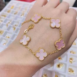 Designer Jewellery Luxury Bracelet VanCA V Golden Fan Family Lucky Natural Pink Four Leaf Grass for Womens Summer New Light and High Design