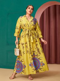 Dresses Toleen Women Plus Size Large Elegant Maxi Dress 2022 Formal Holiday Yellow Long Oversized Muslim Party Evening Festival Clothing