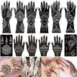 Supplies 12 Sheets Temporary Tattoo Stencil Henna Tattoo Stickers Kit Hand Arm Airbrush Tattoo Template for Diy Body Art Sticker