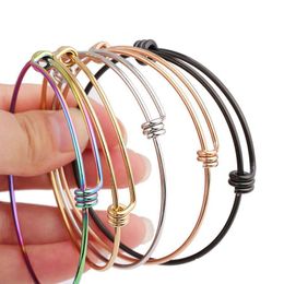 Bangle Stainless Steel Wire Bracelets 55Mm 60Mm 65Mm Diy Jewelry Adjustable Expandable Charm Bracelet 5 Colors Drop Delivery Dhypq