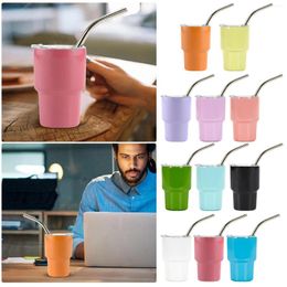 Tumblers Mini 2Oz Tumbler S Glass Stainless Steel Car Cup With Straw And Lid Portable Home Office Ceramic Coffee Mugs Cups