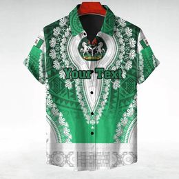 Mens Casual Shirts Africa Nigeria Flag Map Short Sleeve For Men Clothes Hawaiian Kids Blouses National Emblem Horse Lapel Blouse Dashiki