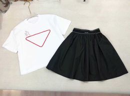 Fashion kids dress sets minimal design child tracksuits baby girl clothes Size 100-160 short sleeved T-shirt and skirt 24Feb20