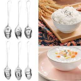 Dinnerware Sets Long Handle Spoons Stainless Steel Cereal Oats Coffee Spoon Cutlery Christmas Gift For Kids Men Women