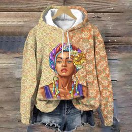 Women's Hoodies Autumn African Girl 3D Print Women Vintage Fashion Casual Sweatshirts Oversized Hoodie Kids Pullovers Tracksuit Clothing