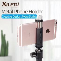 Brackets XILETU XJ10 56mm to 95 mm Universal Aluminium Alloy Metal Phone Holder Clip Mount w 1/4 Screw Hole Bubble Level for Smartphones