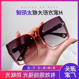 Designer 1to1 H family square rimless Sunglasses female ins fashion street beat Tiktok thin net red personality glasses 8QDQ