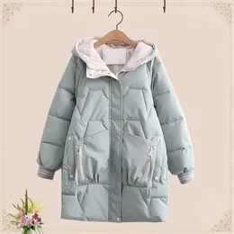 Women's Trench Coats Sweet Girls' Hooded Mid Length Loose Cotton Coat Autumn/Winter Thickened Warm Casual Jacket