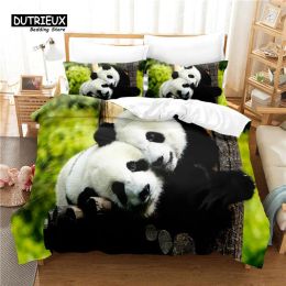 Set 3pcs Duvet Cover Set, Panda 3D Bedding Set, Soft Comfortable Breathable Duvet Cover, For Bedroom Guest Room Decor Sheer Curtains