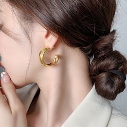 Earrings Designer For Women Fashionable C-Shaped Hollow Heart Earrings Hoop Gold Color Stud