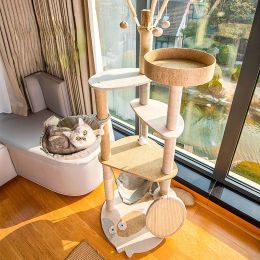 Scratchers Cat Climbing Frame Large Integrated Tree Jumping Platform Sisal Cat Tower Claw Sharpener Things for Cats Beds and Furniture Toys