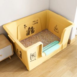 Boxes Super Size Cat Litter Box with High Edge Cat Toilet Hollow Pedal Cat Crate Versatile Practical Cat Litter Box Enclosure