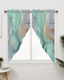 Curtain Marble Turquoise Triangular For Cafe Kitchen Short Door Living Room Window Curtains Drapes