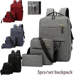 Backpack Large Capacity Business Men's Korean USB Charging Casual Women's Simple Computer Bag Three Piece Book