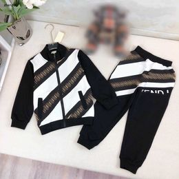 Luxury baby clothes boys tracksuits zipper kids coat set Size 90-150 CM Oblique stripe design child jacket and pants 24Feb20