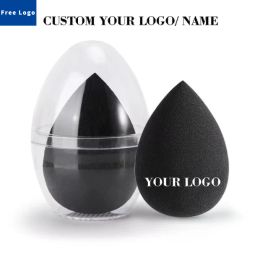 Puff 50pcs Free LOGO Black Sponge with Case Wholesale Latexfree Cosmetic Customise Logo Puff Beauty Make Up Face Care Print Label