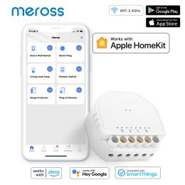 Control Meross HomeKit WiFi Smart Switch Module,DIY Light Switch Module,Work with Apple HomeKit,Siri,Alexa,Google Assistant,SmartThings