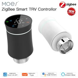 Control MOES TRV ZigBee 3.0 Tuya New Radiator Actuator Valve Smart Programmable Thermostat Temperature Heater Alexa Voice Control