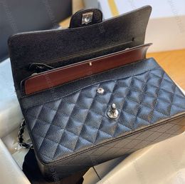 2024 10A Mirror Quality Classic Quilted Double Flap 25cm Medium Top Tier Genuine Leather Bags Caviar Lambskin Black Purses Shoulder Bag 1132ess