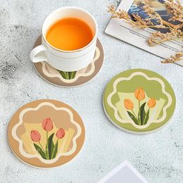 Table Mats Flower Mat Tulip Pattern Cup Pad Dining Kitchen Placemats Christmas Wedding Placemat Decor