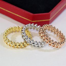 Luxury 18k gold nail Diamond ring Clash de rings designer for women jewelry 18K gold silver titanium Stainless steel Engagement ring men wedding party gift