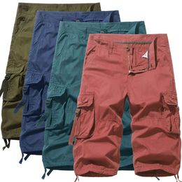 FASHION Men Cargo Shorts Casual Short Pants Summer Workwear Capris Baggy Large Short Pants Multi Pockets Cotton Beach Short Bottoms 10 Colours Big Size 40