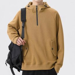 Men's Hoodies Fashion Clothes Hooded Sweatshirts Cotton Blend Long Sleeve Pocket Casual Sports Pullovers Male Tops