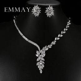 Emmaya Unique Design Choker Necklace Stud Earrings Bridal Jewellery Sets Wedding Accessories Dropship 240320