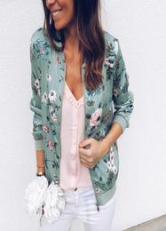 Bomber Jacket Women Floral Print Plus Size Coat Spring Summer Ladies Casual Classic ONeck Long Sleeve Outwears Basic Coats CX20073469435