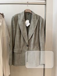 Дизайнерские женщины Blazers Brunello Cuccinelli Женщина весенняя классическая пиджак с карманами с карманами