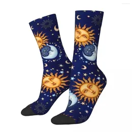 Men's Socks Funny Crazy Compression Sock For Men Sun And Moon Hip Hop Harajuku Happy Seamless Pattern Printed Boys Crew