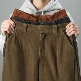 Pants Corduroy Baggy Men Pants Brown Black Winter Autumn Japan Style Vintage Clothing Loose Oversize Casual Capris Pants Male Trousers