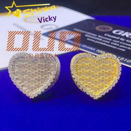 Luxury Jewellery 925 sterling silver heart shape ring custom hip hop rapper vvs iced out men moissanite ring