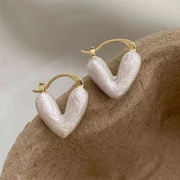 Dangle Earrings Modern Women's 2024 White Oil Dropping Love Heart For Women Metal Fashion Jewellery Party Y2k Accessories