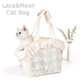 Strollers Hanpanda Korean Version Outing Portable Breathable DoubleLayer Lace Mesh Cat Bag Shopping Bag Removable&Washable Small Dog Bag