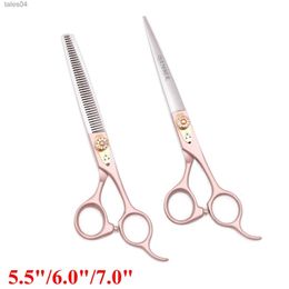 Scissors Shears Scissors Hair Scissors 5.5 6 7 Japan Steel Professional Hairdressing Scissors Hair Thinning Barber Scissors Set Hair Cutting Shears 440C Sc 240302