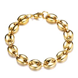 Europe and America dale Men Bracelet 11mm 20cm Stainless Steel Gold Plated Coffee Bean Chains Bracelet for Men Gift3110