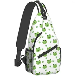 Backpack Cute Frogs Sling Bag For Women Men Animal Print Crossbody Shoulder Bags Chest Travel Hiking Daypack Outdoor School